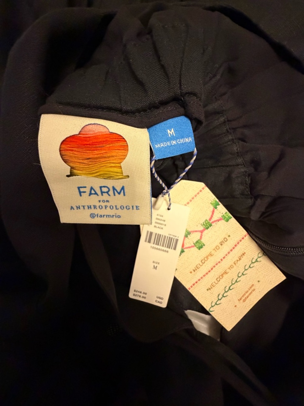 NWT - FARM Rio x Anthropolgie - Black Long-Sleeve Top with Cream Butterfly Motif - Picture 8 of 8